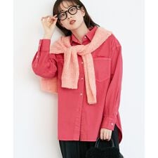 刺繍カラーダブルポケットオーバーシャツ