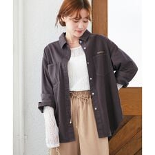 刺繍カラーダブルポケットオーバーシャツ