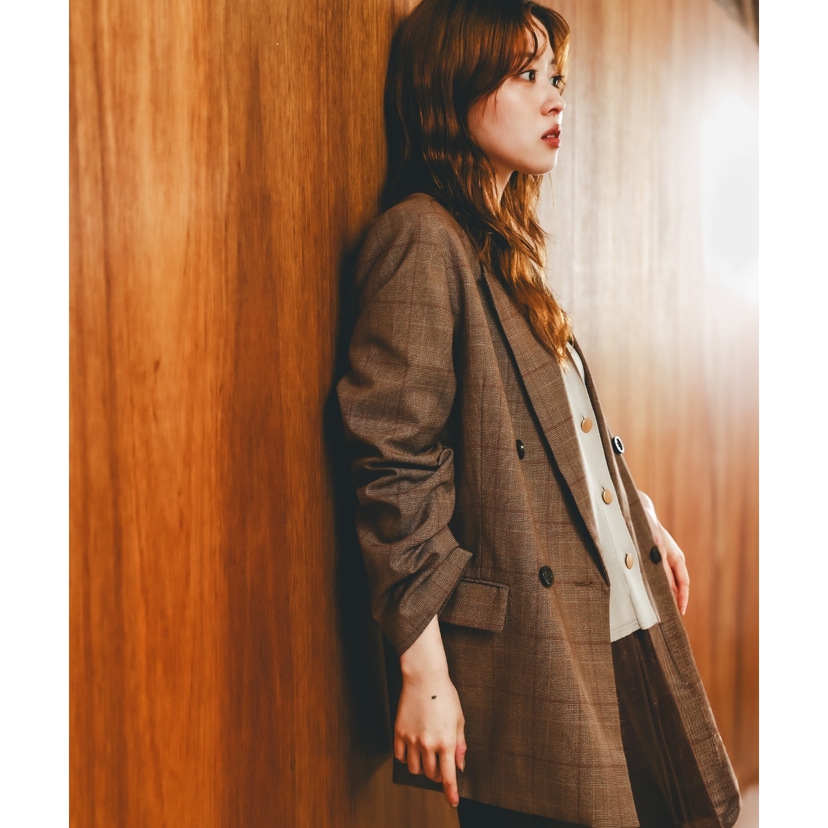 グレンチェックダブルブレストジャケット | ルクールブラン(le.coeur