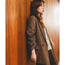 ルクールブラン(le.coeur blanc)のグレンチェックダブルブレストジャケット