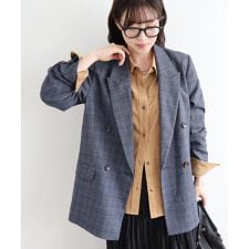 ルクールブラン(le.coeur blanc)のグレンチェックダブルブレストジャケット