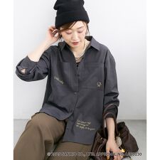 【HELLO KITTY】レタリング刺繍オーバーシャツ