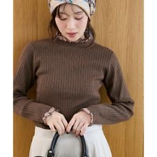 《手洗い可能》シアーフリルリブニット