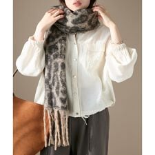 《WEB限定アイテム》レオパードシャギーマフラー