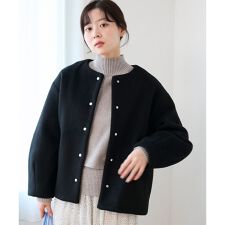 ノーカラーコクーンミドルコート