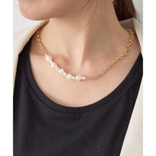 パール×チェーンネックレス