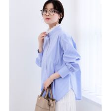 ストライプネックレース2wayシャツ