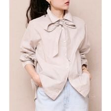 《WEB限定アイテム》コットン2Wayボウタイブラウス