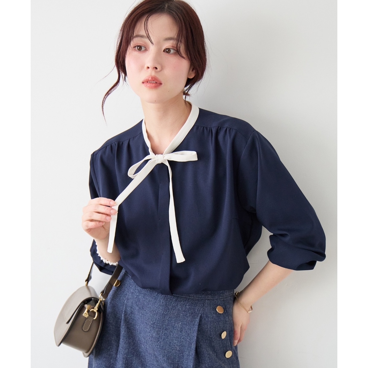 日本製】バイカラーボウタイブラウス | ルクールブラン(le.coeur blanc