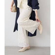 フラワーメッシュレースワイドパンツ