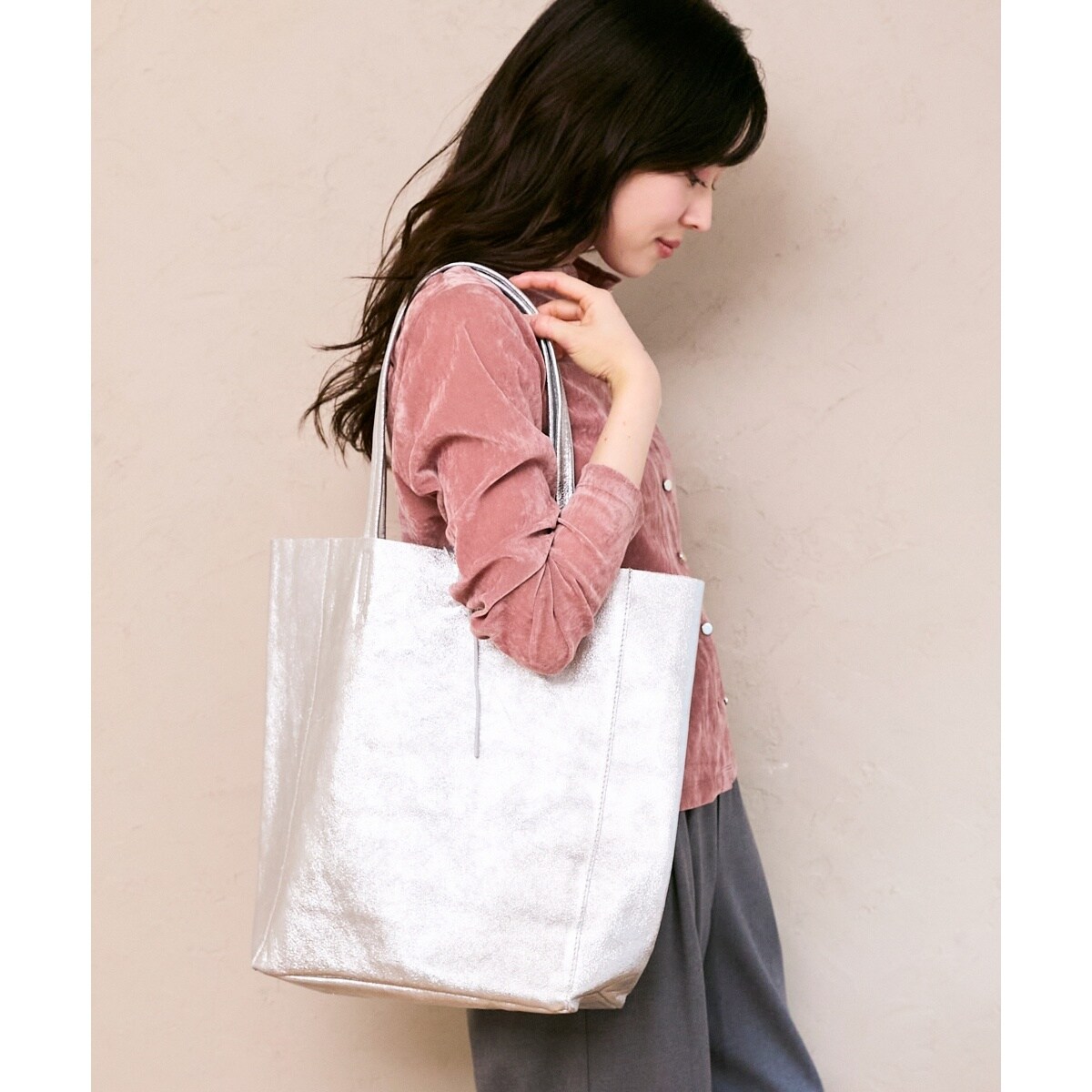 トートバッグ MILLELA FIRENZE メタリックトートバッグ レディース 