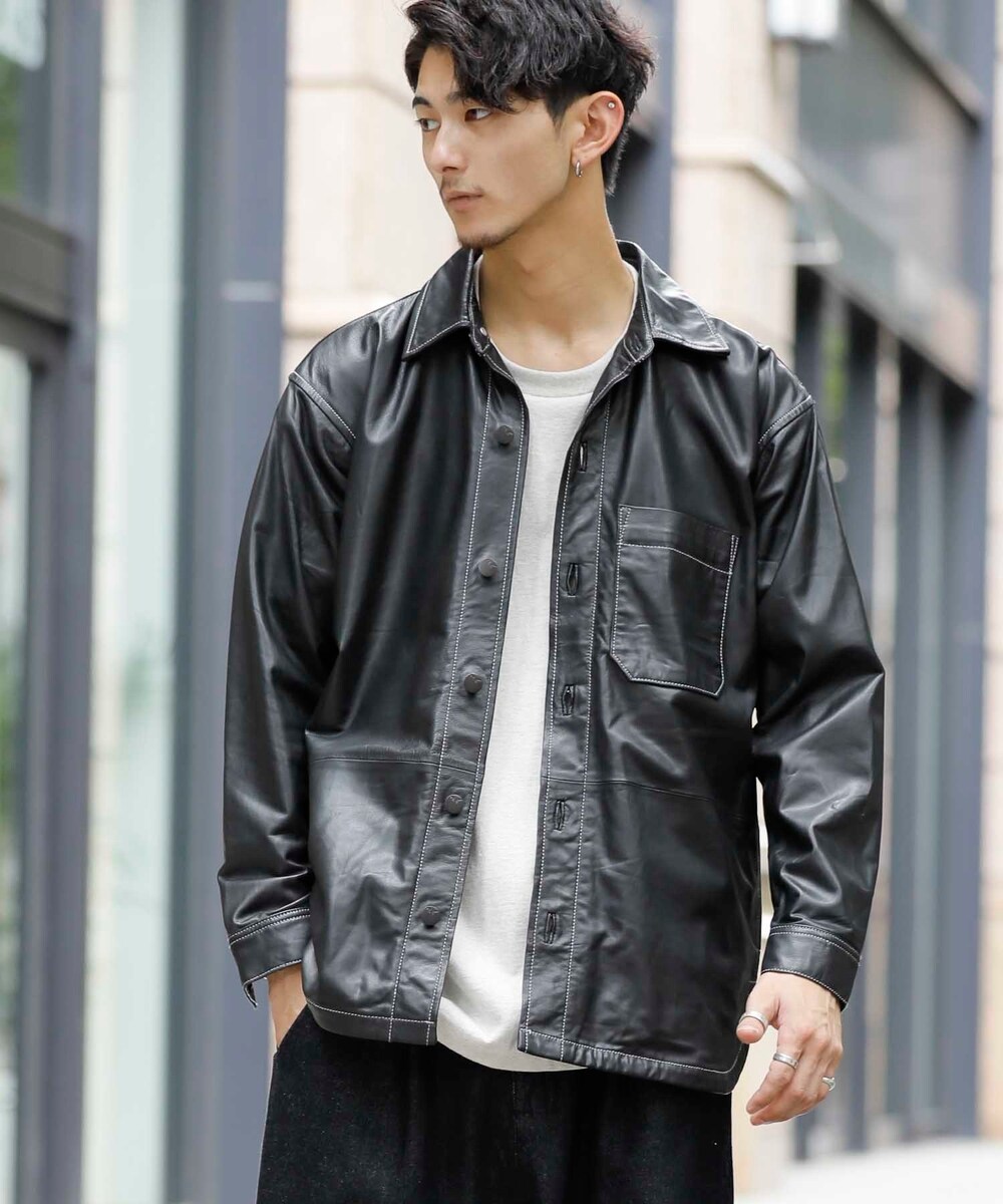 LodonDenim】フェイクレザー/オーバーシャツ ブルゾン | ロンドン