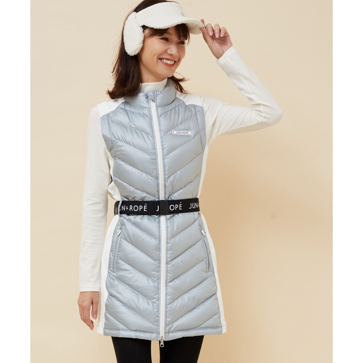 撥水】ロゴベルト付きダウンワンピース | ジュン＆ロぺ(JUN&ROPE