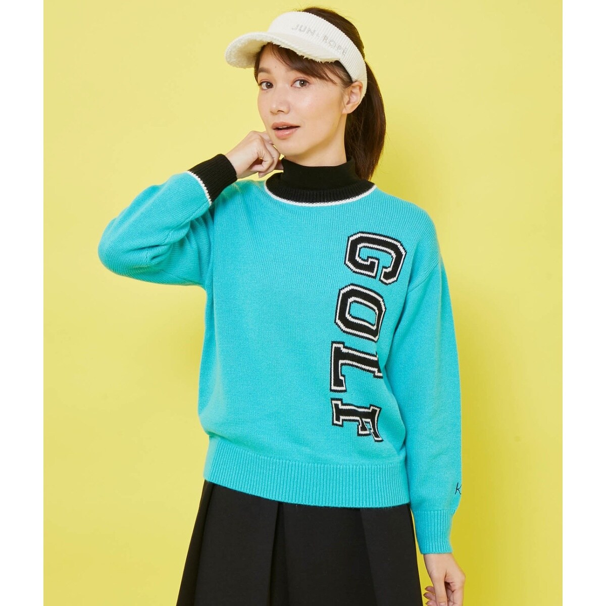 JUN&ROPE レディース S モックネックシャツ ターコイズ フリル JUN&ROPE レディース S モックネックシャツ ターコイズ フリル