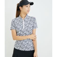 ジュン＆ロぺ(JUN&ROPE')の【UV】【接触冷感】【防透】モノグラム柄ハーフジップ半袖プルオーバー