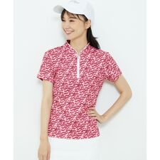 ジュン＆ロぺ(JUN&ROPE')の【UV】【接触冷感】【防透】モノグラム柄ハーフジップ半袖プルオーバー