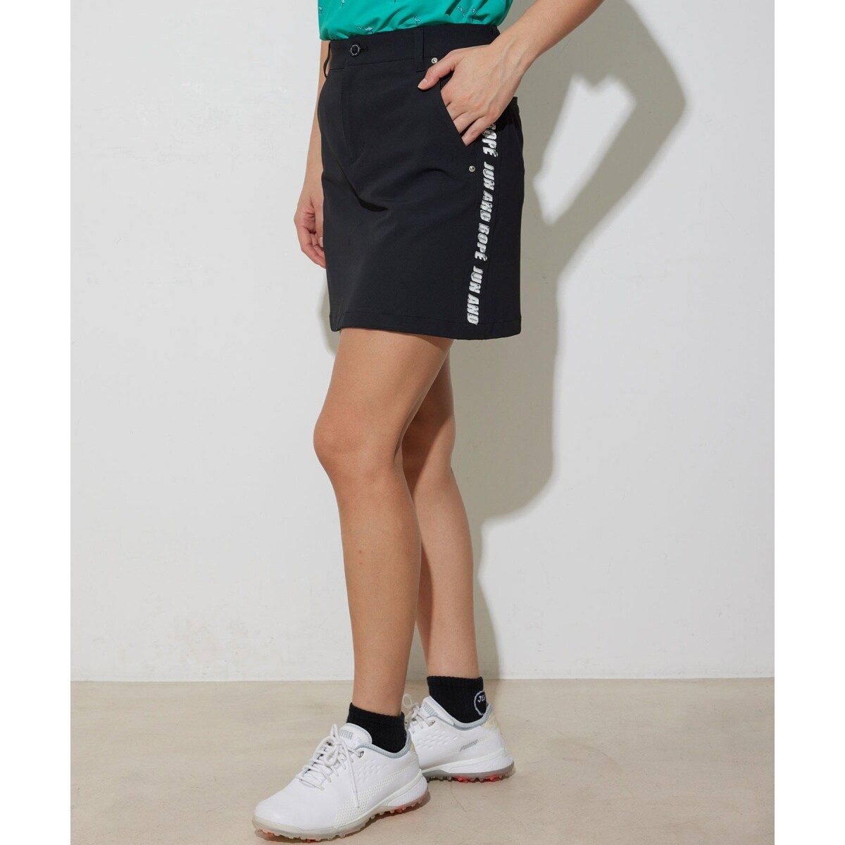 撥水】【防透】ボディシエルサイドロゴプリントスカート