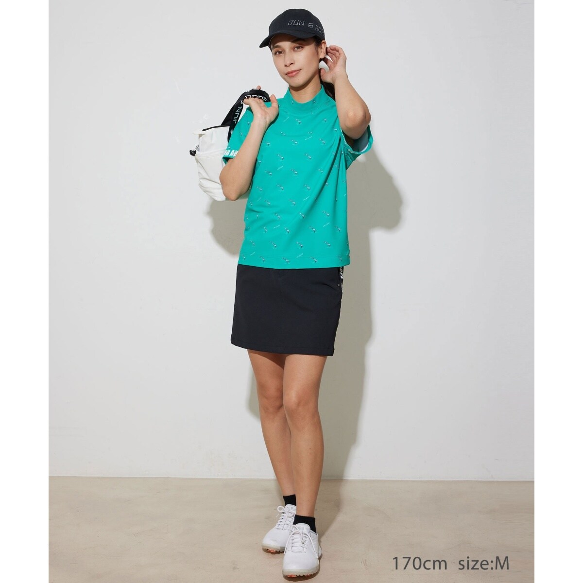 撥水】【防透】ボディシエルサイドロゴプリントスカート