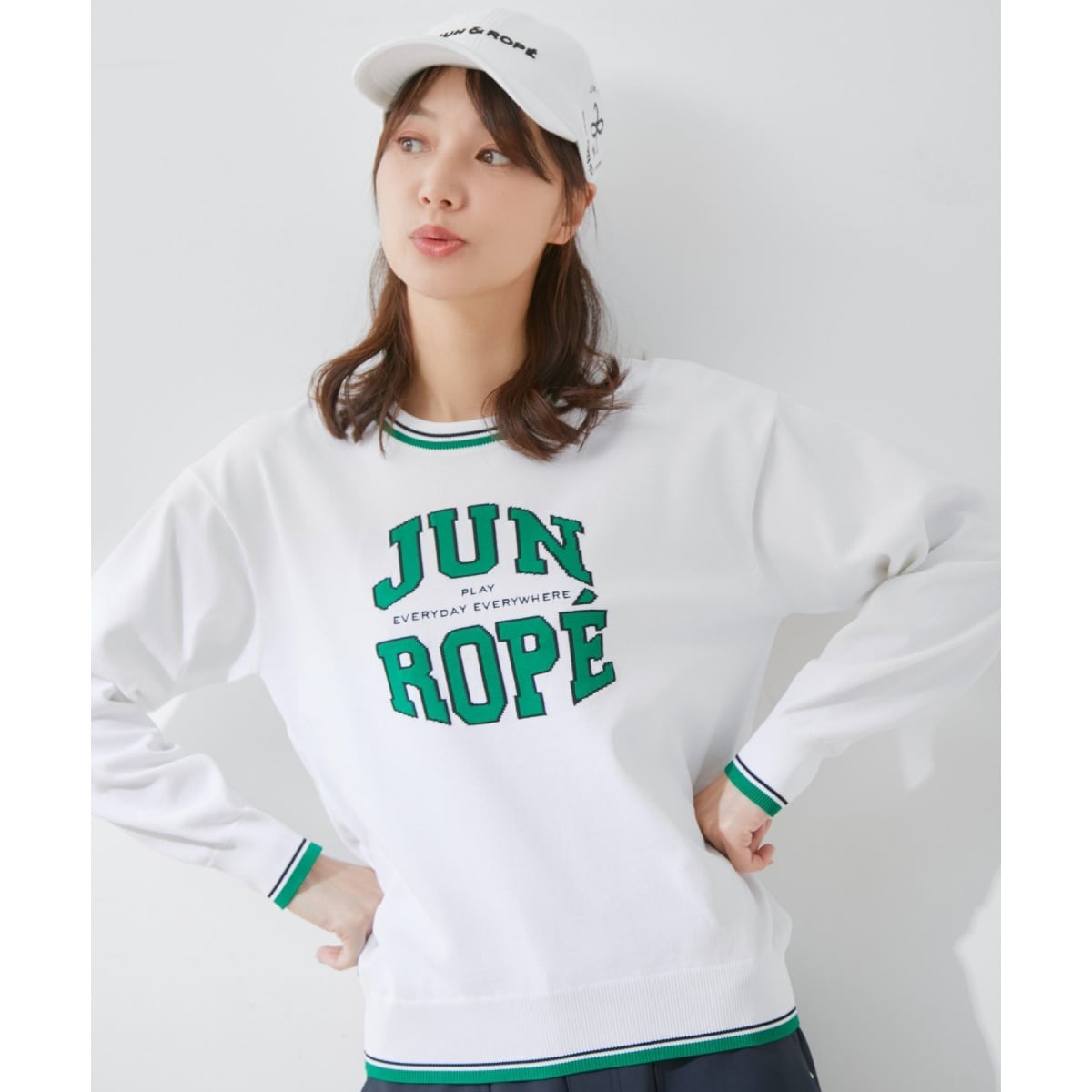 JUN&ROPE レディース ニット JUN&ROPE' JUN＆ROPE レディース 長袖 ニット ミニケーブル柄