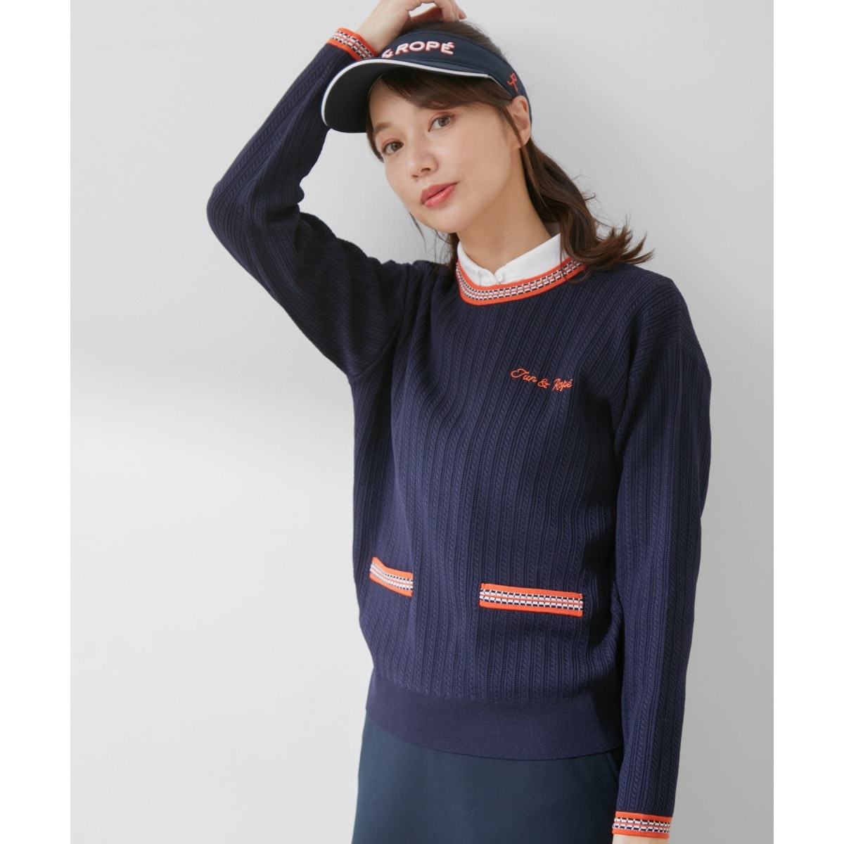 Rロープ柄クルーネック長袖プルオーバー | ジュン＆ロぺ(JUN&ROPE