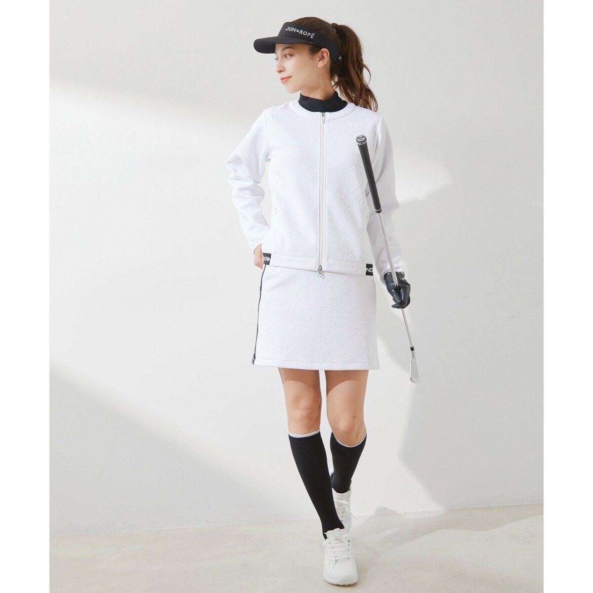 JUN&ROPE セットアップ対応　 ロゴモノグラムジャガードAラインスカート セットアップ対応】ロゴモノグラムジャガードAラインスカート | ジュン