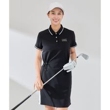 【撥水】【ストレッチ】シアサッカードロストポロワンピース