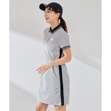 【撥水】【ストレッチ】シアサッカードロストポロワンピース