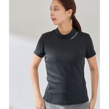 ラインストーン半袖モックプルオーバー