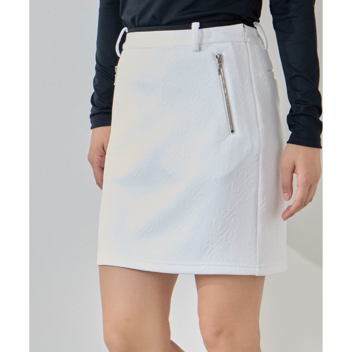 ジュン＆ロぺ（JUN&ROPE’）/ロゴキルト風ジャガードファスナー付スカート/セットアップ対応・UV ロゴキルト風ジャガードファスナー付スカート/セットアップ対応・UV