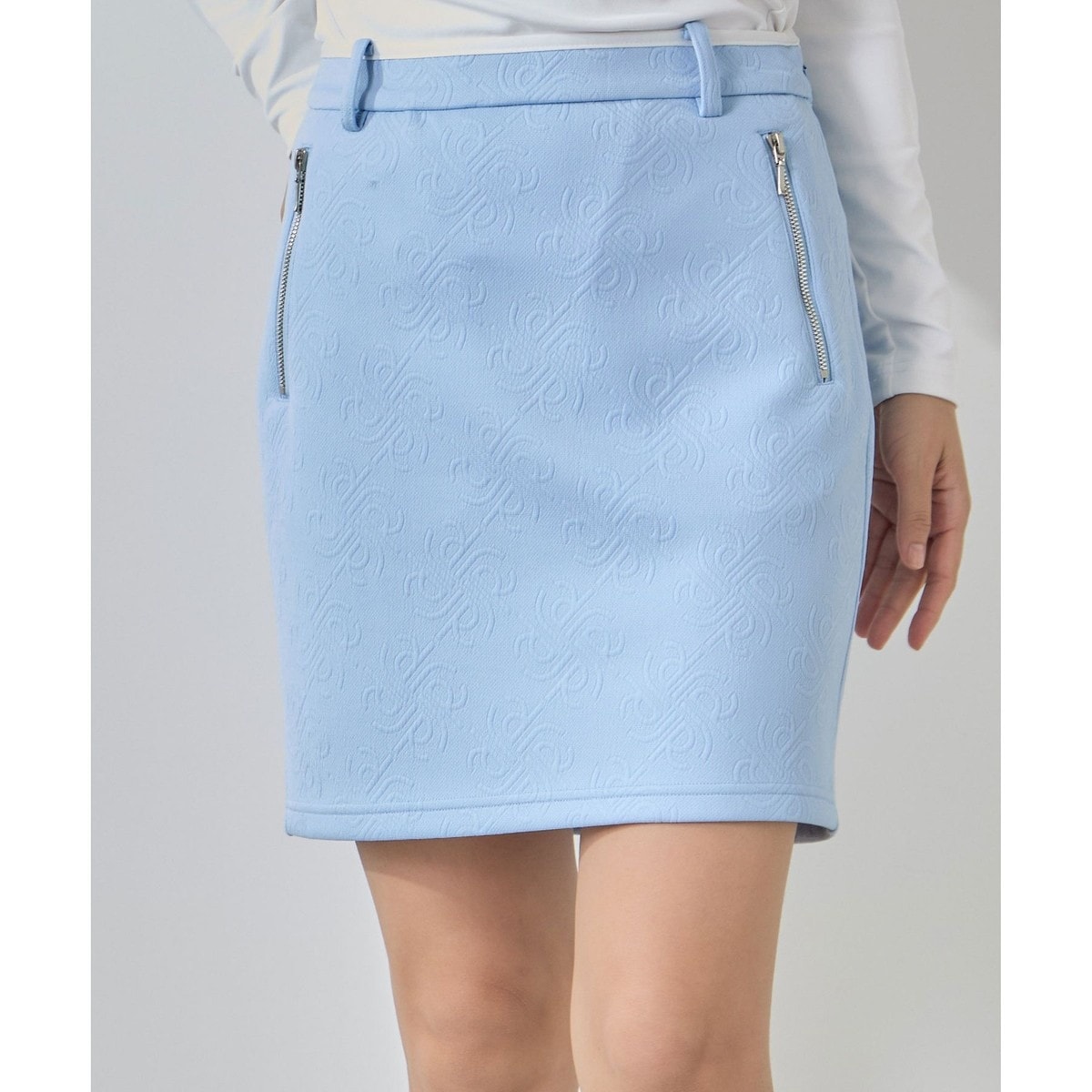 ジュン＆ロぺ（JUN&ROPE’）/ロゴキルト風ジャガードファスナー付スカート/セットアップ対応・UV ロゴキルト風ジャガードファスナー付スカート/セットアップ対応・UV