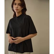 【NOIR】ナイロンピケストレッチ半袖ハイネックシャツ