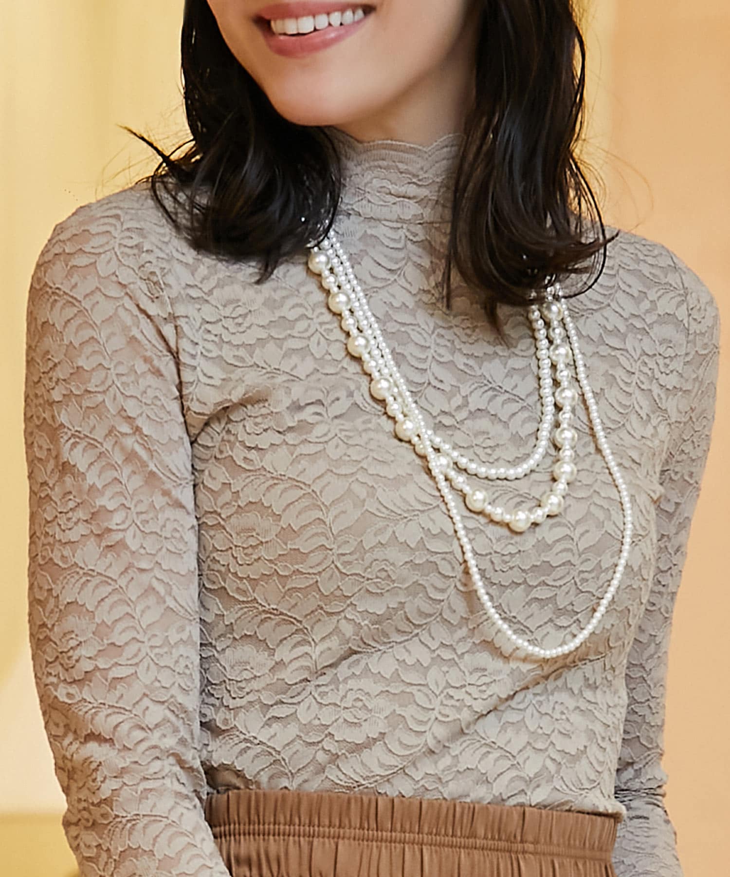 3連フェイクパールネックレス