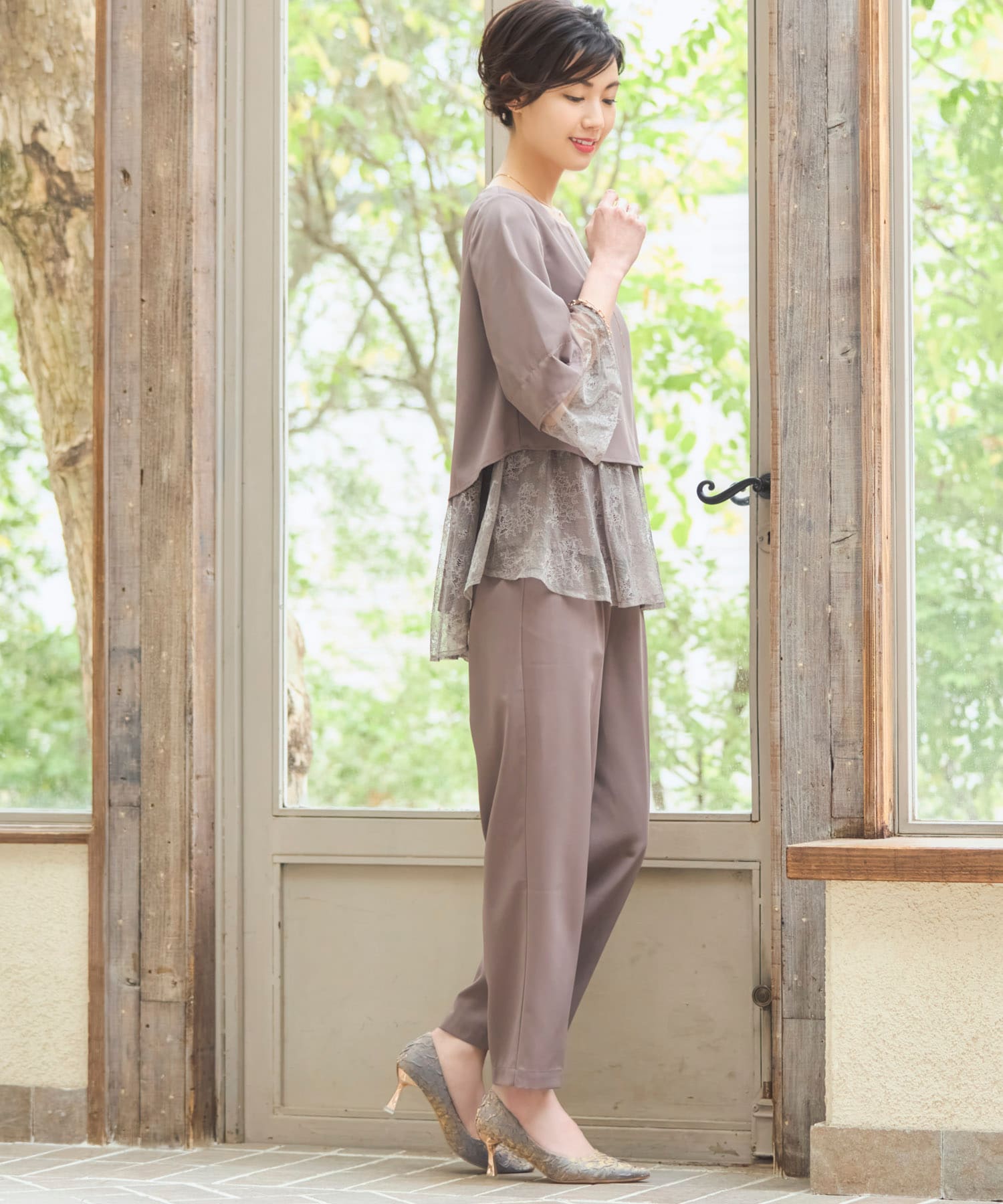 DRESS PLUS パンツドレスセットアップ チャコール XLサイズ　結婚式 ドレスプラス DRESS+ 結婚式 パンツドレス セットアップ