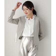 ノーカラージャケット  レディース 着痩せ スーツジャケット