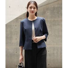 ノーカラージャケット  レディース 大きいサイズ 着痩せ