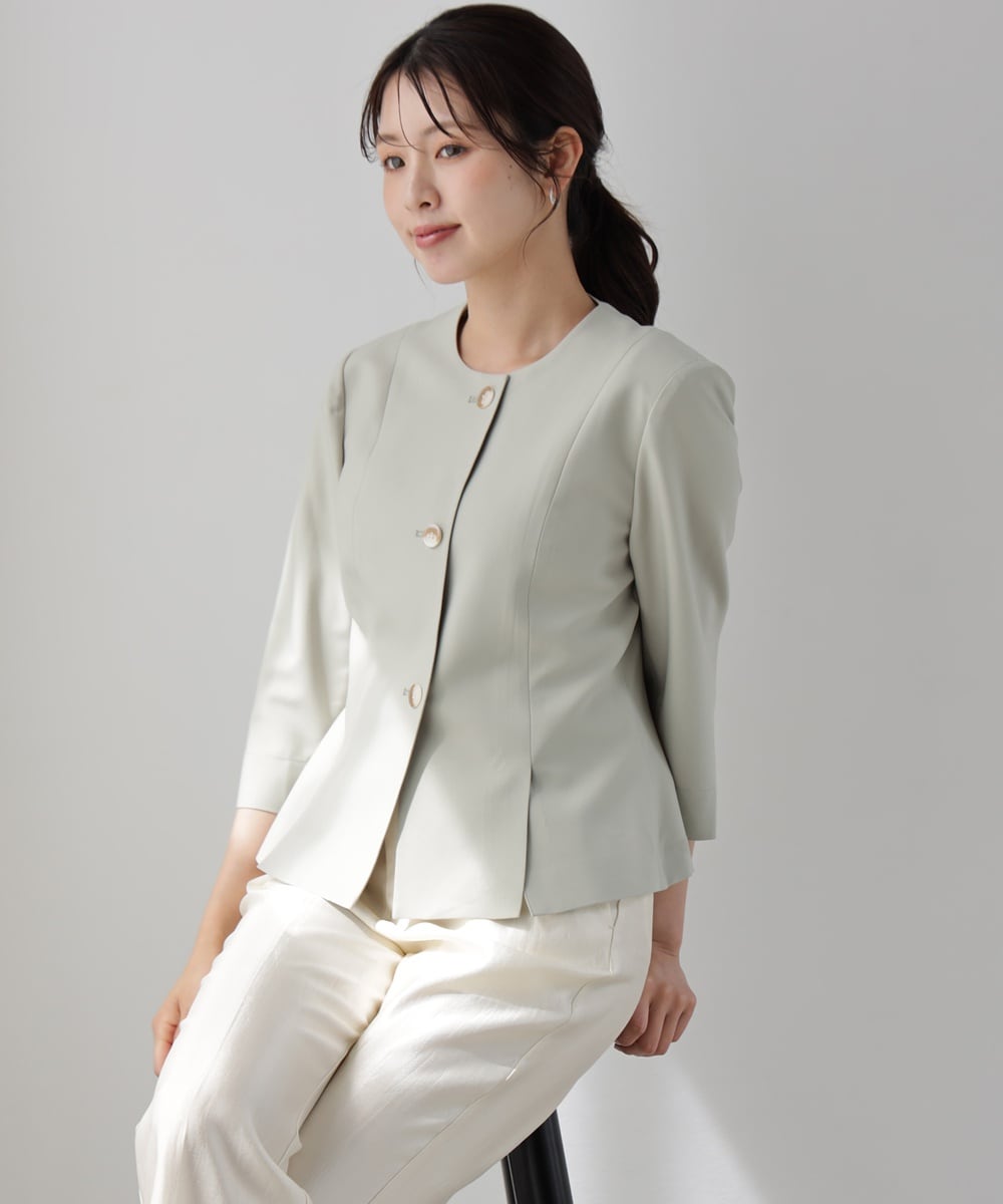 アイボリー ノーカラーウェーブシャギーブルゾン ノーカラーウェーブシャギーブルゾン 24AW | ナチュラル