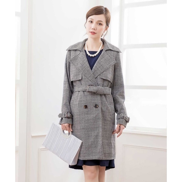 ドレスプラス（DRESS+）/グレンチェックウエストリボントレンチコート グレンチェックウエストリボントレンチコート | ドレスプラス(DRESS+)