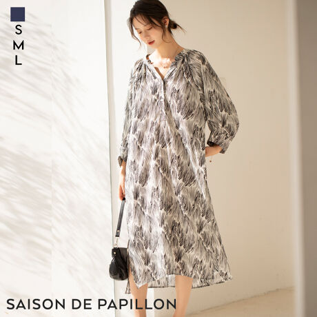 総柄スモックワンピース セゾン ド パピヨン Saison De Papillon Xyz3357 ファッション通販 マルイウェブチャネル