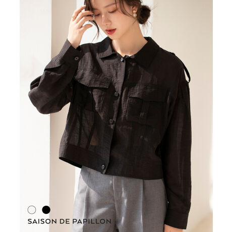 ブルゾン風シアーオーガンジーブラウス | セゾン ド パピヨン(SAISON  