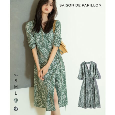 小花柄カシュクールラップワンピース セゾン ド パピヨン Saison De Papillon ファッション通販 マルイウェブチャネル Cb002 250 78 01