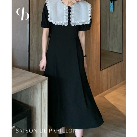 スカラップレースビッグカラーaラインワンピース セゾン ド パピヨン Saison De Papillon Sdpr1536 ファッション通販 マルイウェブチャネル