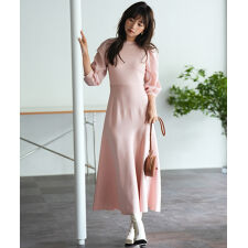 セゾン ド パピヨン(SAISON DE PAPILLON)のAラインドッキングニットワンピース