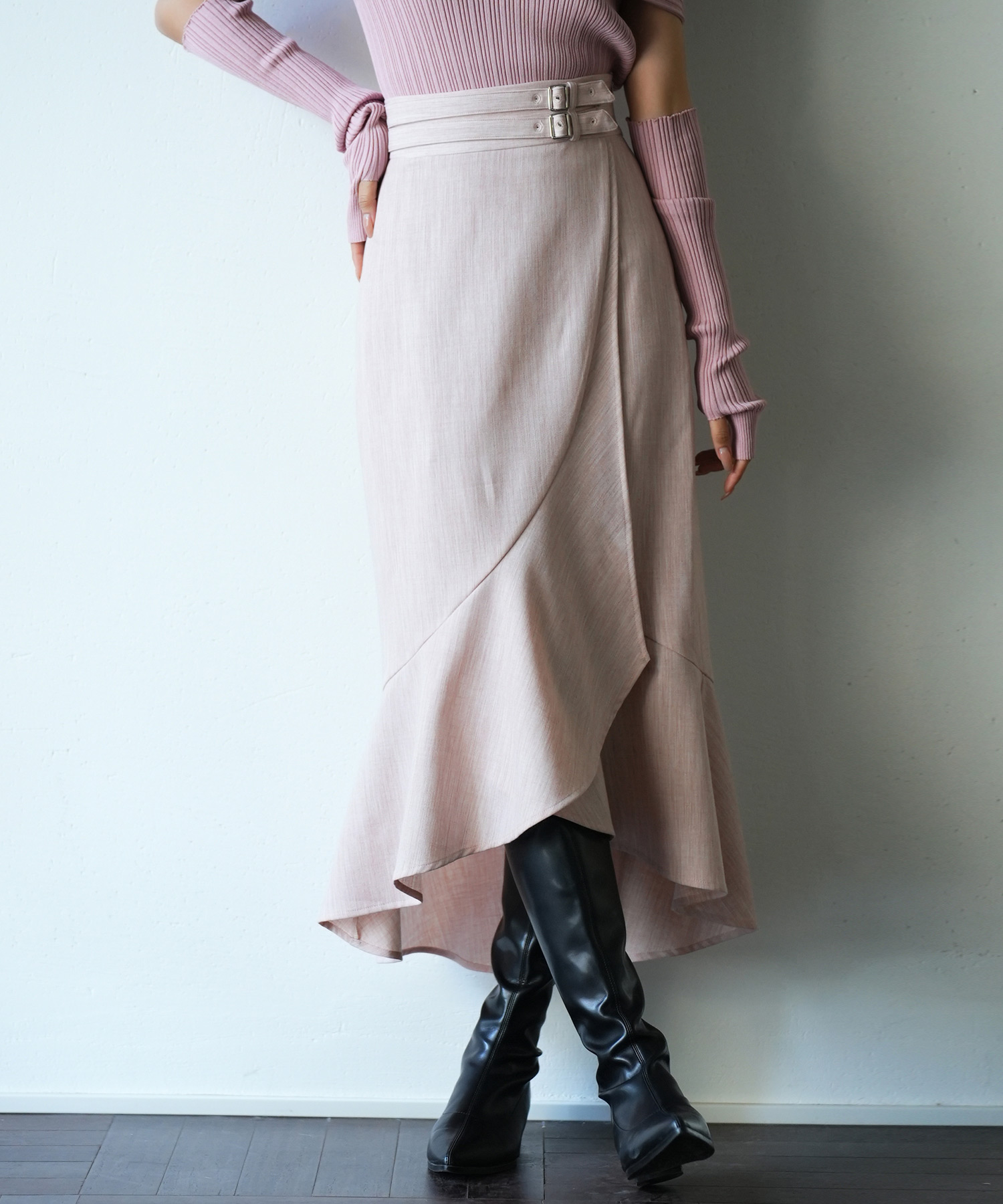 飾りベルト付きラップ風ロングスカート | セゾン ド パピヨン(SAISON 