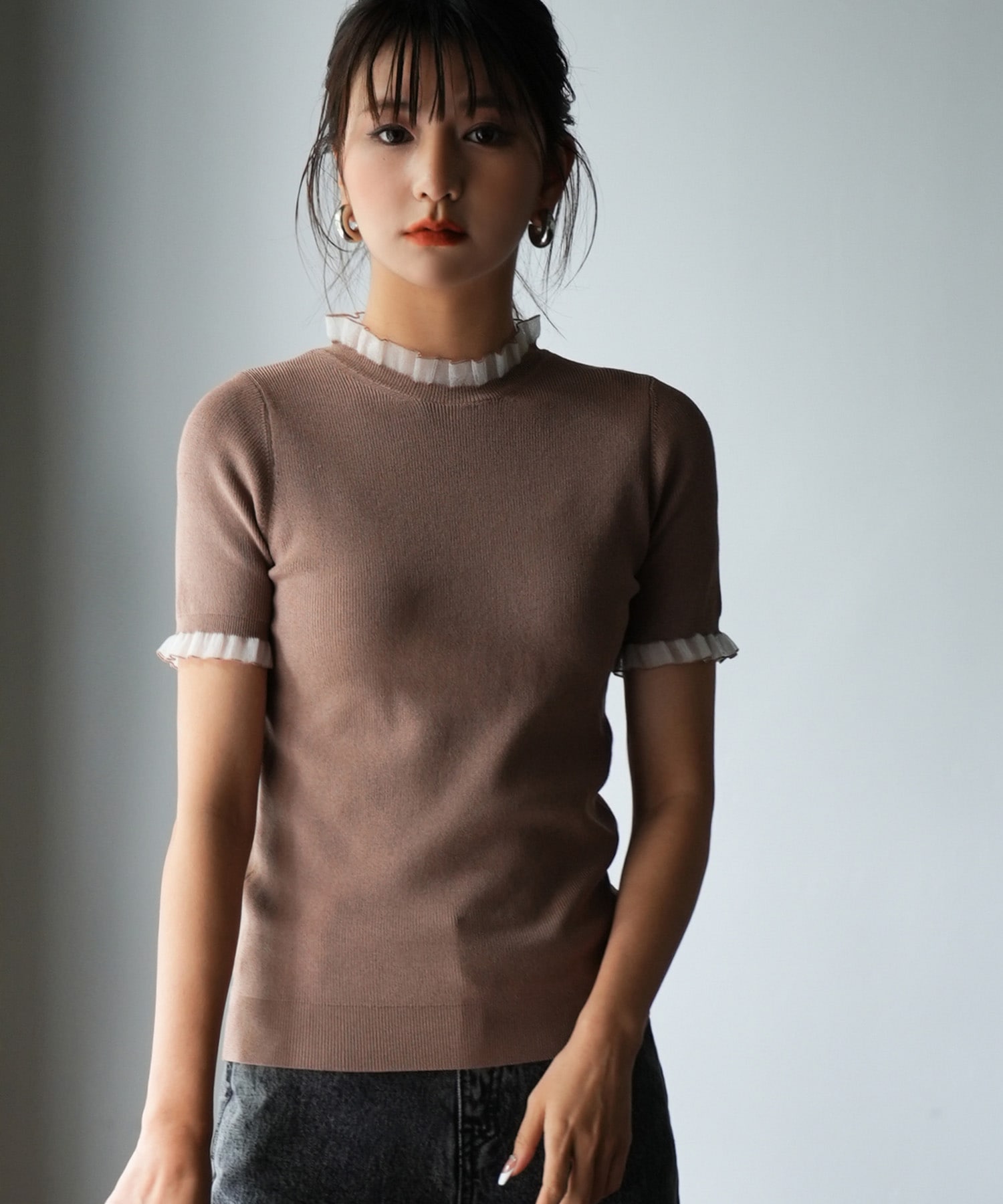 Vネック半袖サマーニットプルオーバー | セゾン ド パピヨン(SAISON DE