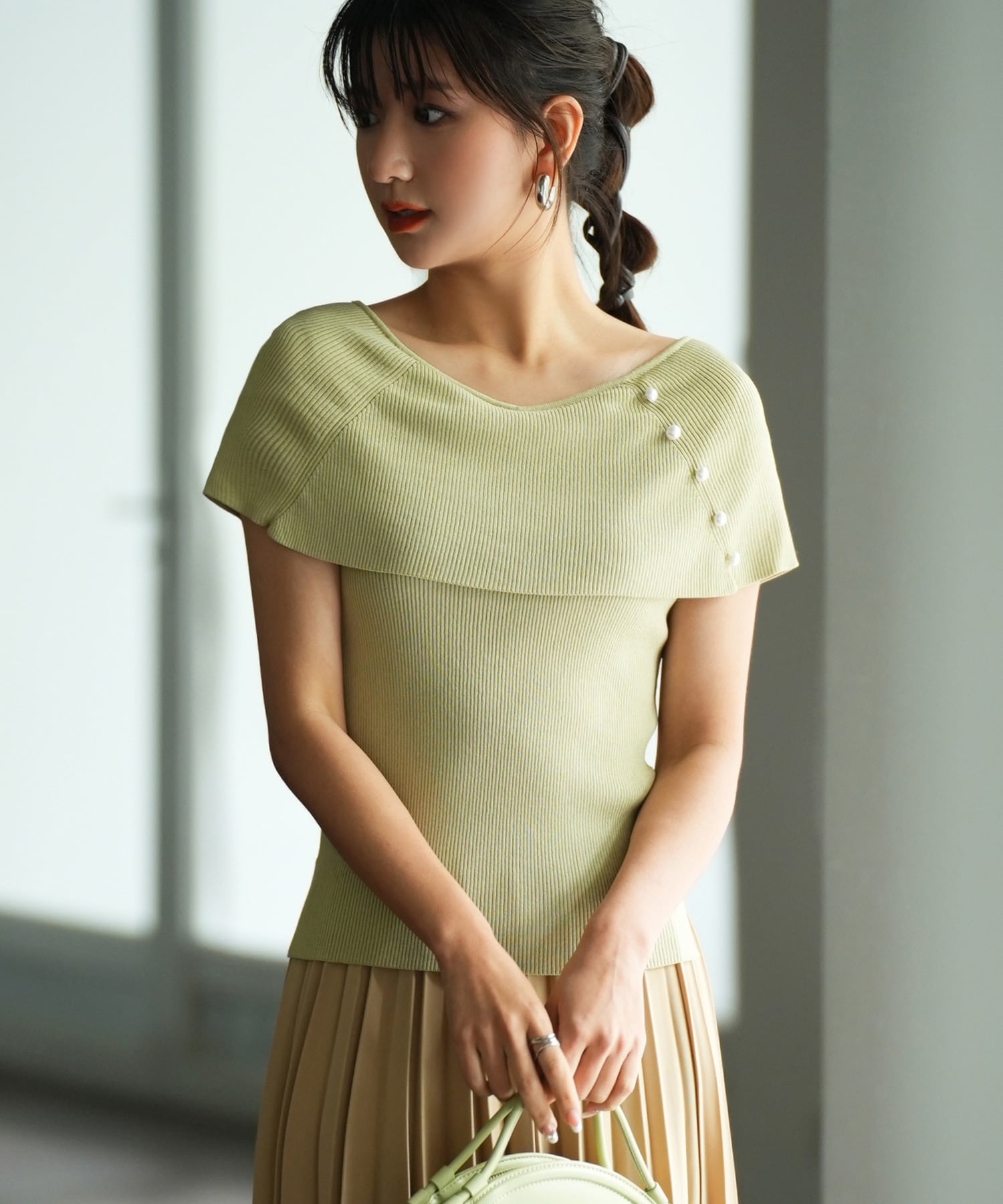 ケープ風2way半袖サマーニット