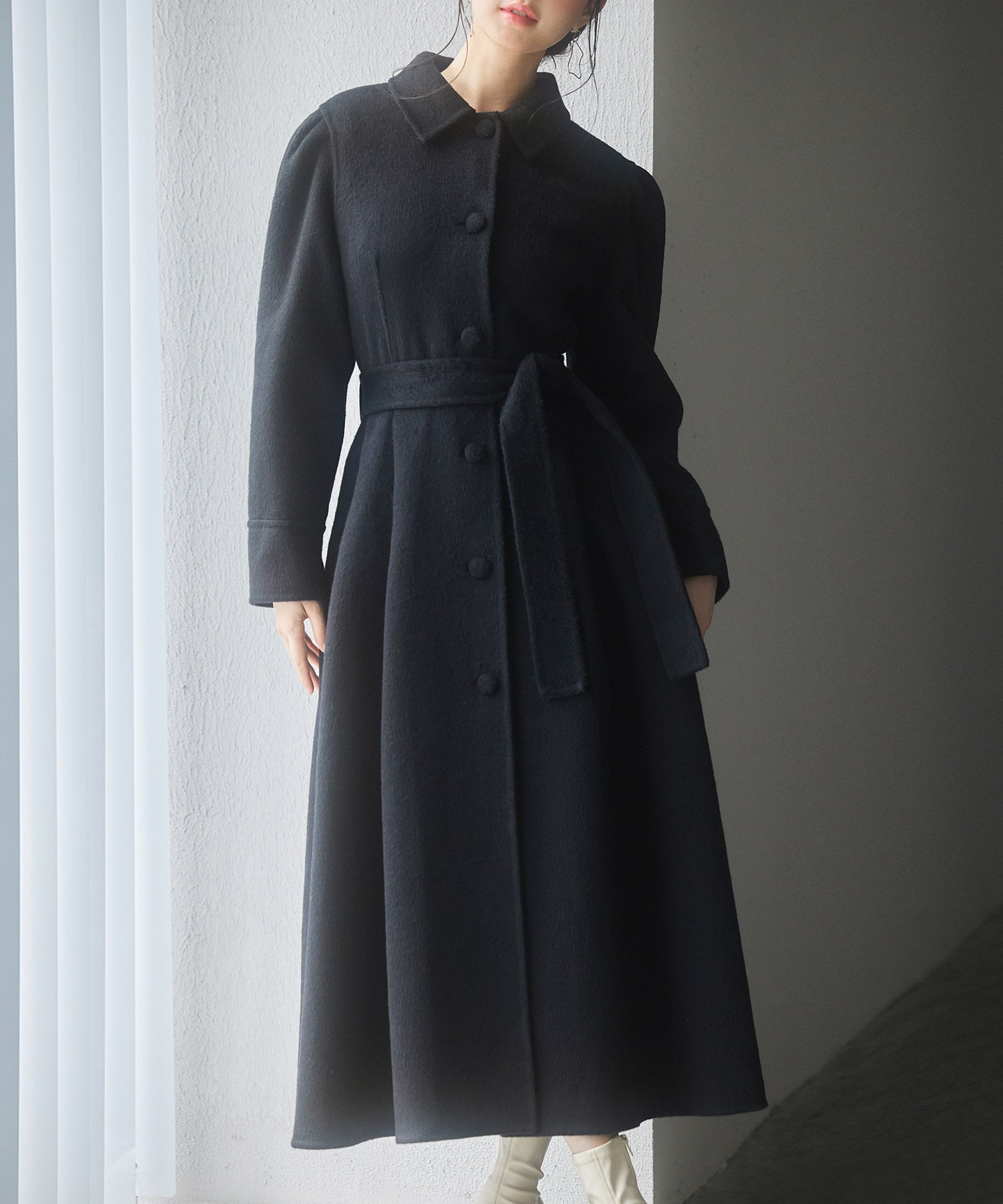 フレアシルエットダブルフェイスロングコート | セゾン ド パピヨン