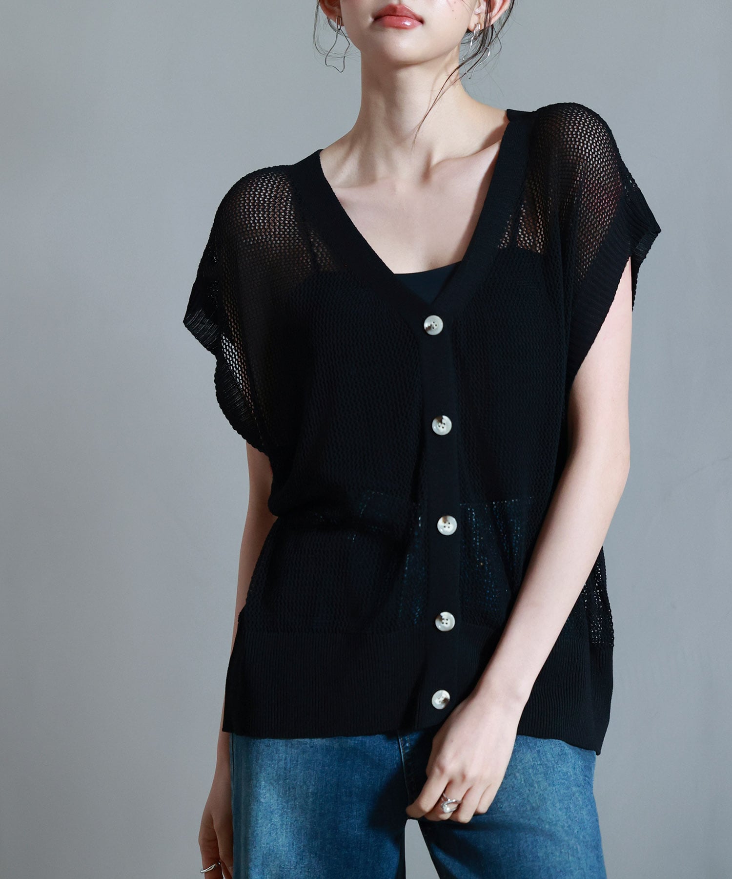 【4way】透かし編みニットカーディガン