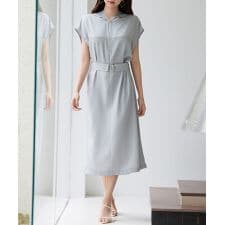 体型カバージップミモレ丈ワンピース