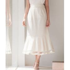 チュールマーメイド裾ロングスカート