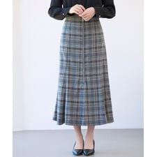 チェックのハイウエストロングスカート